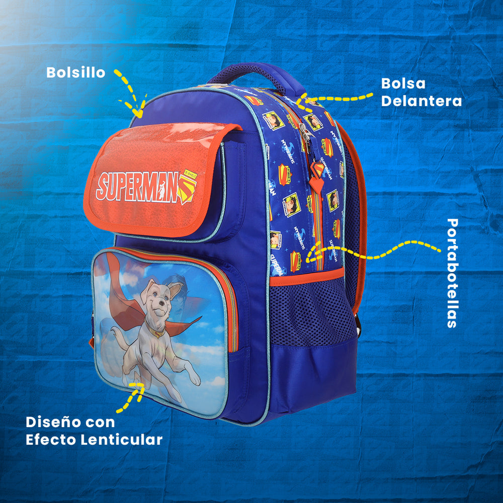 Set Mochila, Lonchera y Estuchera Escolar Superman Krypto Lenticular SKU: SUP015KT003A